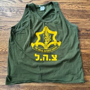 ISRAEL DEFENSE FORCES Tank Top S IDF Israeli Military Army Cotton Olive Green